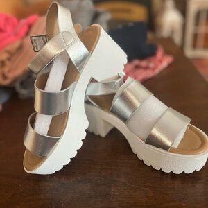 Soda Silver Strappy Sandals